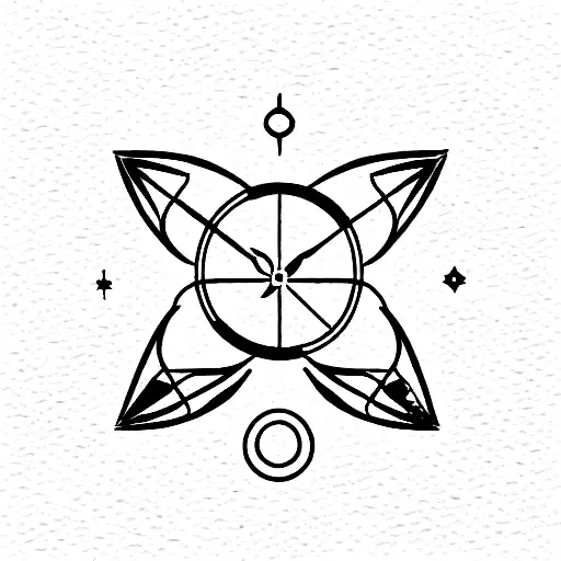 Pisces, Gemini, and Virgo zodiac symbols in watercolor tattoo design idea