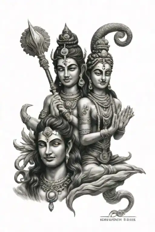 vishnu shiva tattoo design idea
