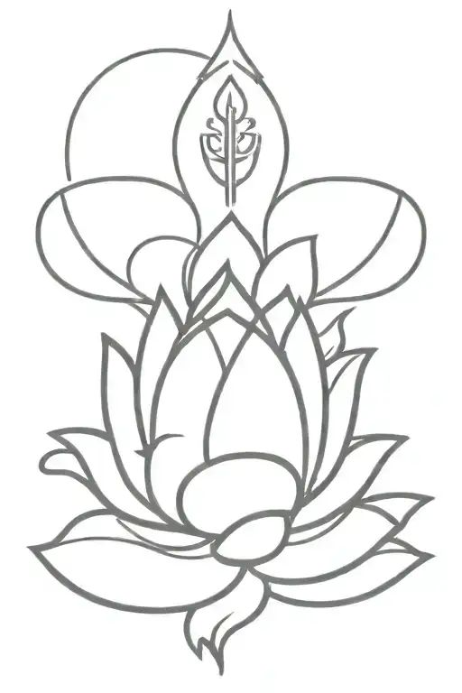 lotus, invincible, trishul Om, Aparajita, Leo zodiac signs tattoo design idea