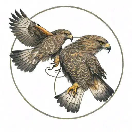 2 hawks flying in circle tattoo tattoo design idea