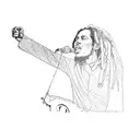 bob marley with the words "Forever Loving Jah" and some filler around it tattoo design idea