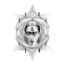 A surreal blackwork tattoo featuring elements from Tarsila do Amaral, Picasso, Francis Bacon, and Frida Kahlo's paintings tattoo design idea