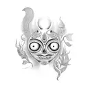 A surreal blackwork tattoo featuring elements from Tarsila do Amaral, Picasso, Francis Bacon, and Frida Kahlo's paintings tattoo design idea