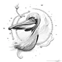 pelican poseidon trident ocean wave tattoo design idea