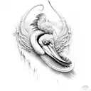 pelican poseidon trident ocean wave tattoo design idea