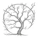1. **Tree**: The tree is central in the drawing and its branches form spiral patterns. The branches of the tree bend upw tattoo design idea