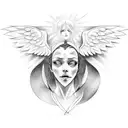 angel versus devil tattoo design idea