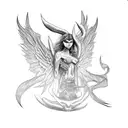 angel beating devil tattoo design idea