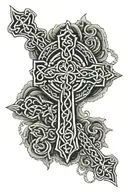 Celtic Cross With Rosary wrapped round tattoo design idea