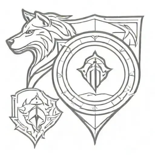 Assassin's Creed Valhalla shield with a wolf in the center tattoo design idea