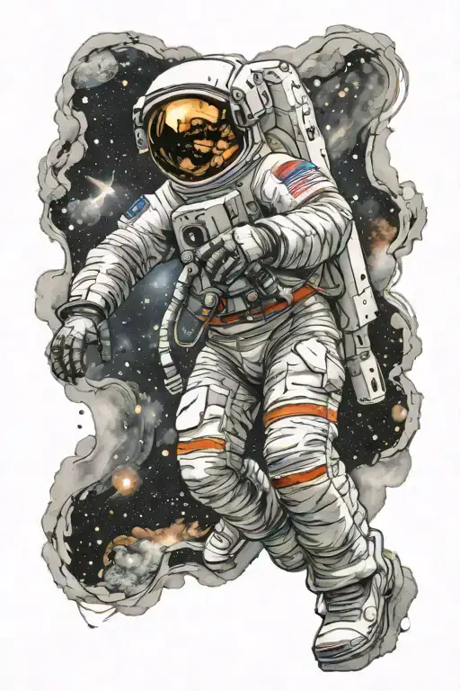 astronaut in space tattoo design idea