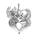 make a jack of hearts and ace of hearts cards together to show a happy and plentiful relationship between two people tattoo design idea