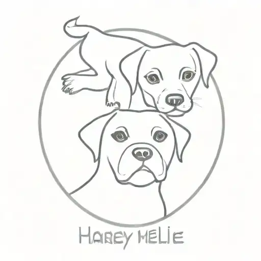 Dog paws With the Names Harley and Nellie tattoo design idea