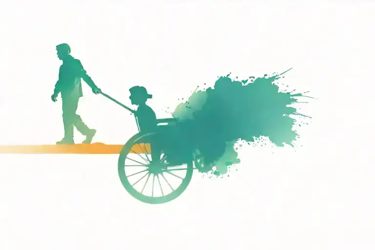 Long days short years father standing daughter in wheelchair tattoo design idea