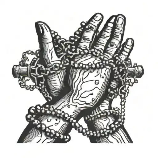 hands in pray position with a rosary around the hands  tattoo design idea