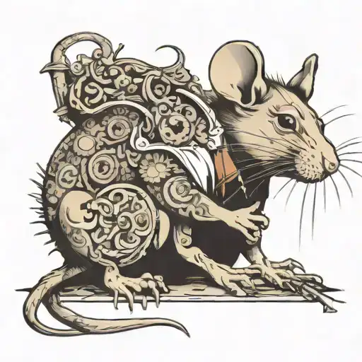 Rat shanking a peasent  tattoo design idea