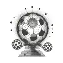 A soccer ball morphing into a clock showing 07:19 tattoo design idea