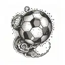 A soccer ball morphing into a clock showing 07:19 tattoo design idea