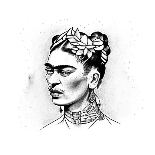 frida Kahlo with tattooed neck tattoo design idea