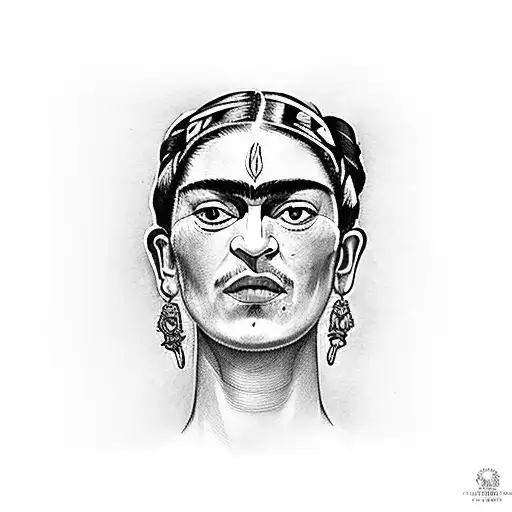 frida Kahlo split face tattoo design idea