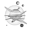 solar system and plane tattoo design idea
