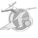 solar system and plane tattoo design idea