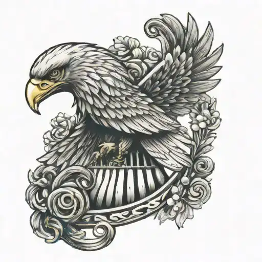 polish eagle irish harp  tattoo design idea