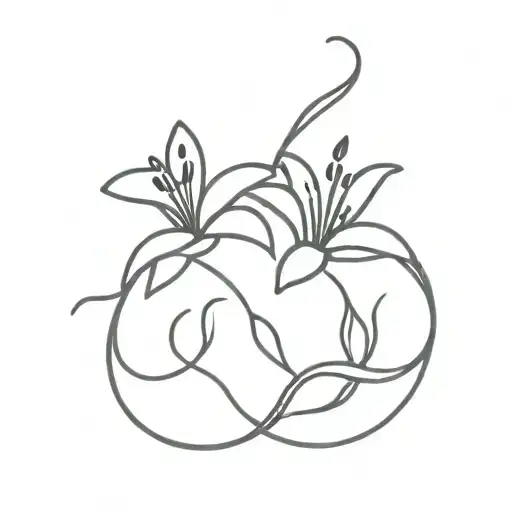 two lilies rainbow infinity symbol tattoo design idea