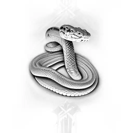 rattle snake wrapping around cross tattoo design idea