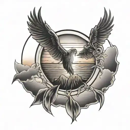 sunset , loss, dad tattoo design idea