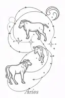 aries, leo, aquarius constellation merging tattoo design idea