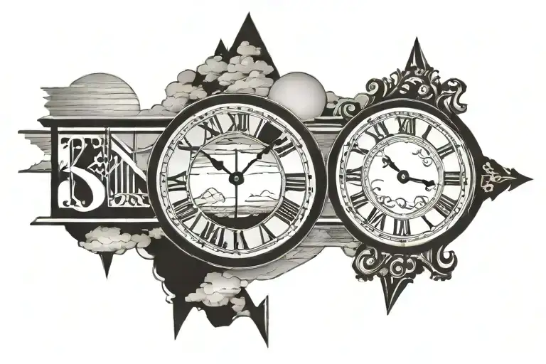 Roman numerals 2004-2021 sunset sky tattoo design idea