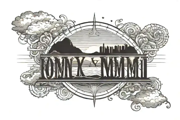 Roman numerals 2004-2021 sunset sky tattoo design idea