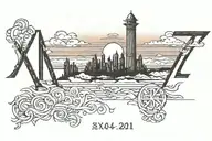 Roman numerals 2004-2021 sunset sky tattoo design idea