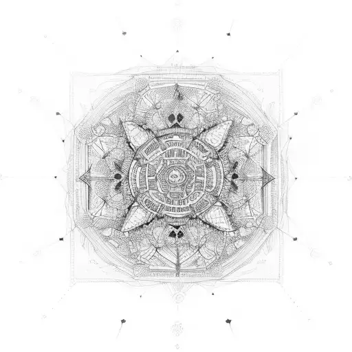 Incorporate a mandala into a cityscape with skyscrapers and buildings tattoo design idea