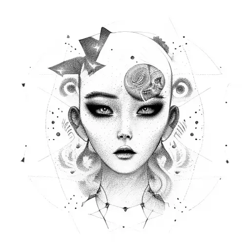 9 muses with stars instead heads who are dancing in the circle tattoo design idea