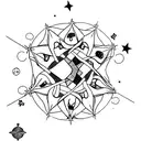 9 muses with stars instead heads who are dancing in the circle tattoo design idea