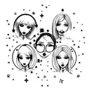 9 muses with stars instead heads who are dancing in the circle tattoo design idea