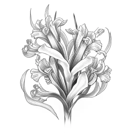 multiple gladioluses in a vertical row tattoo design idea