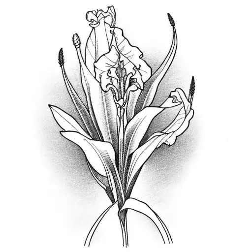 narrow, vertical gladioluses  tattoo design idea