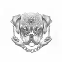 praying hands holding dog tags with chain tattoo design idea