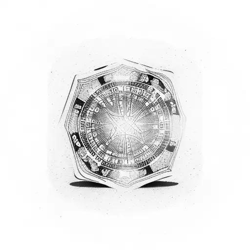 A poker chip with a pair of dice and a deck of cards tattoo design idea