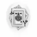 A poker chip with a pair of dice and a deck of cards tattoo design idea