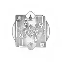A poker chip with a pair of dice and a deck of cards tattoo design idea