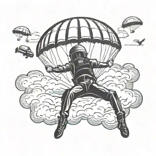airborne with parachute jumping  tattoo design idea