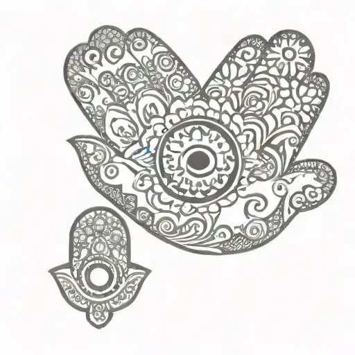 hamsa hand and buddha tattoo design idea