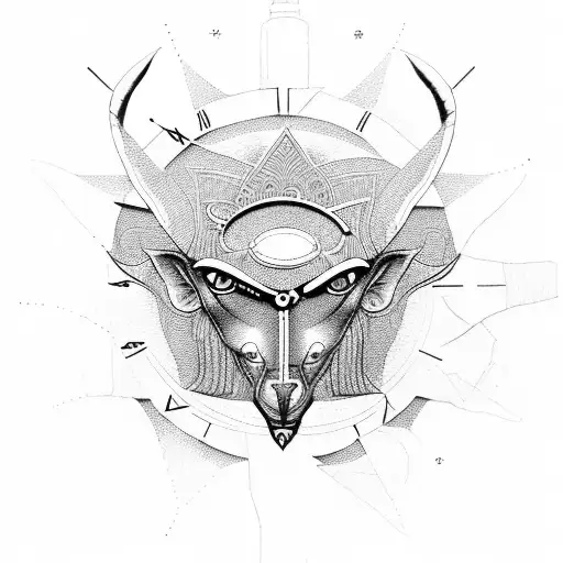 Anubis ,eye of Horus, clock tattoo design idea