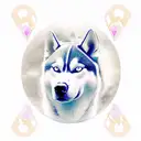 husky with libra symbol with opal tattoo design idea