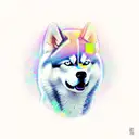 husky with libra symbol with opal tattoo design idea