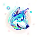 husky with libra symbol with opal tattoo design idea